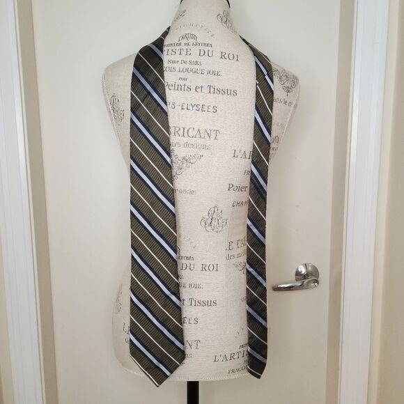 Vintage Perry Ellis Stripe Silk Tie - Picture 2 of 6